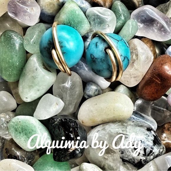Alquimia studs gold and Turquoise Earrings - Picture 1 of 1